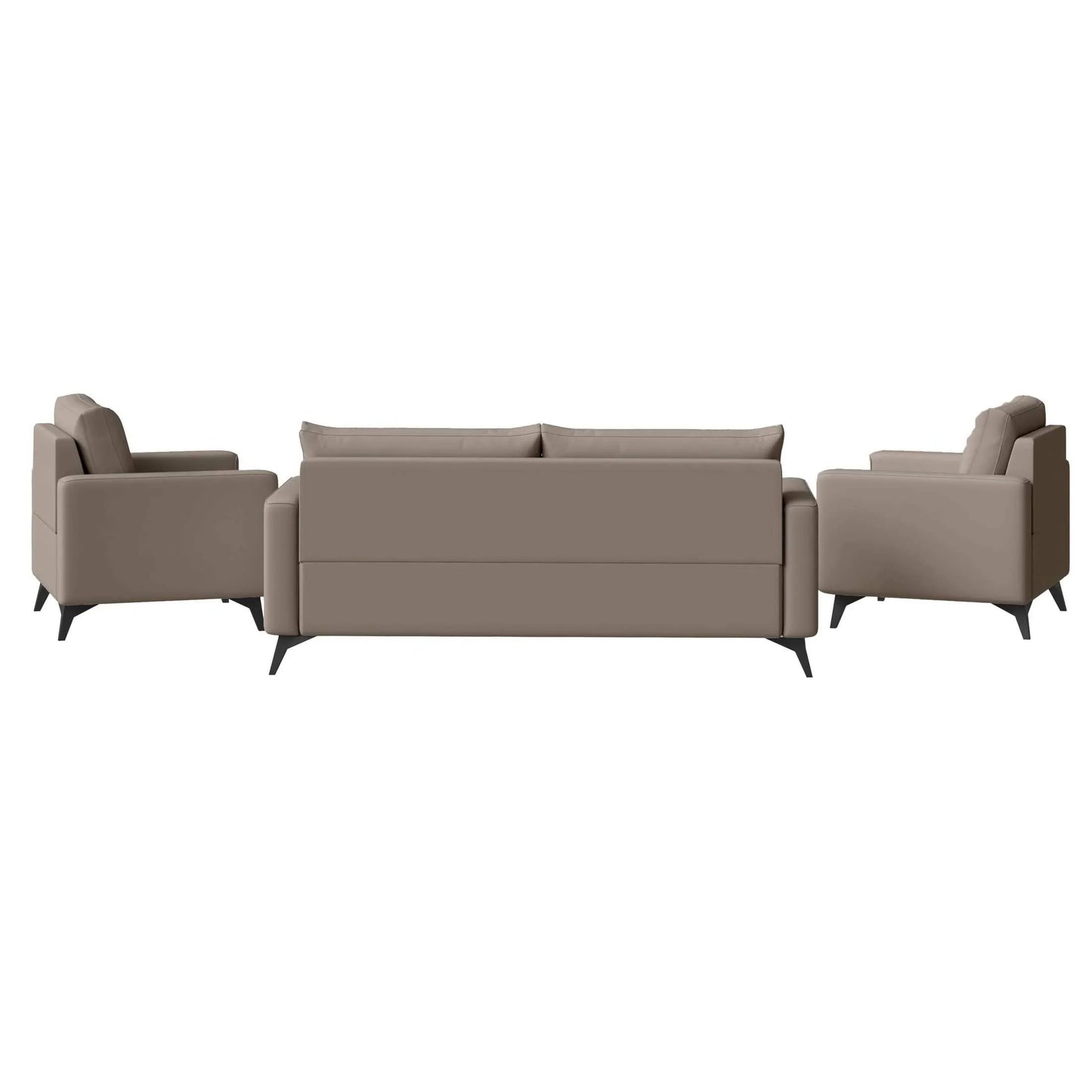 Inno 3-Piece Leather Sofa Set with 2 Single-Seater and a Three-Seater Sofa with Stainless Steel Legs - Elax Furniture