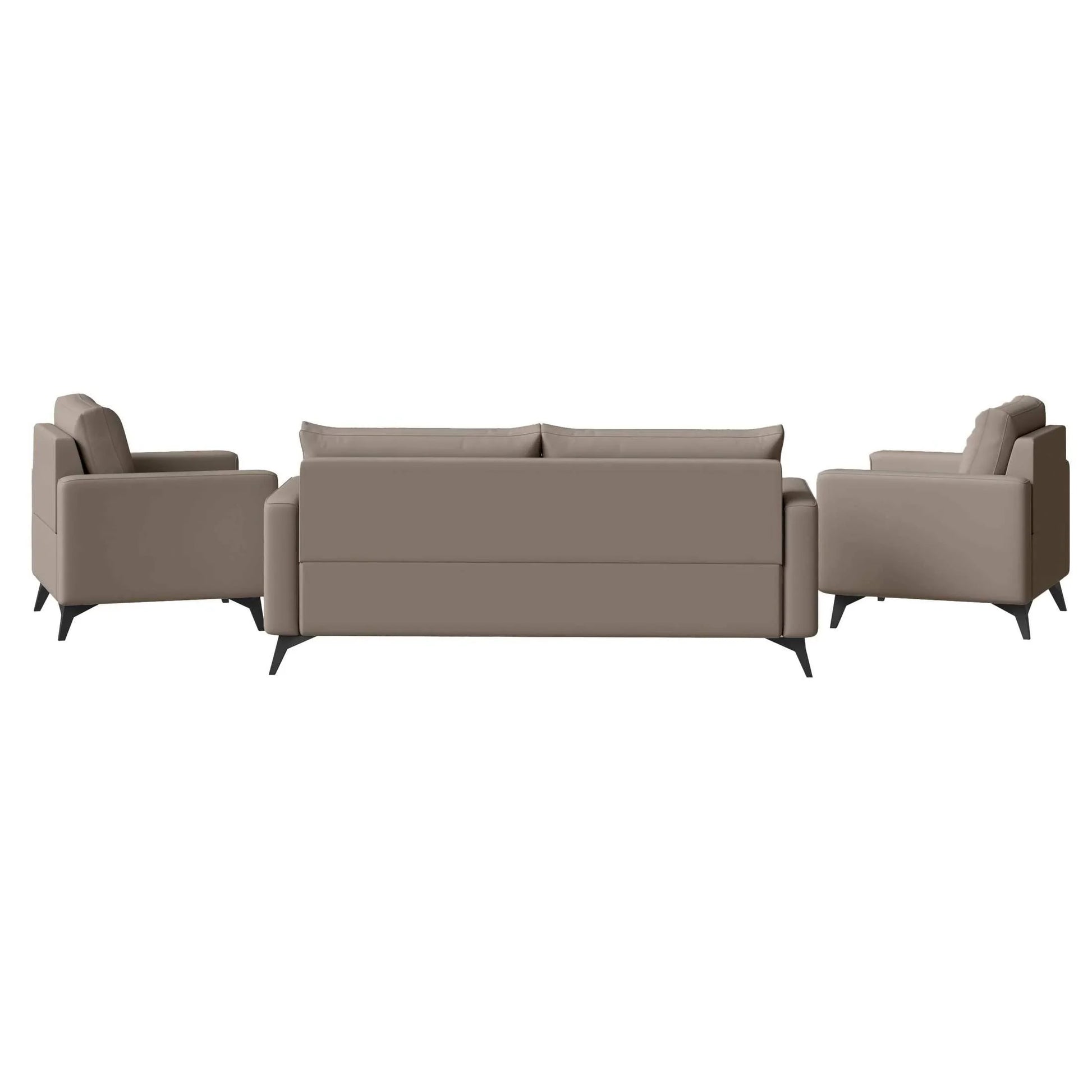Inno 3-Piece Leather Sofa Set with 2 Single-Seater and a Three-Seater Sofa with Stainless Steel Legs - Elax Furniture
