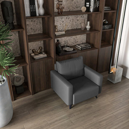 Inno Single-Seater Leather Sofa with Stainless Steel Legs and Removable Cushions - Elax Furniture