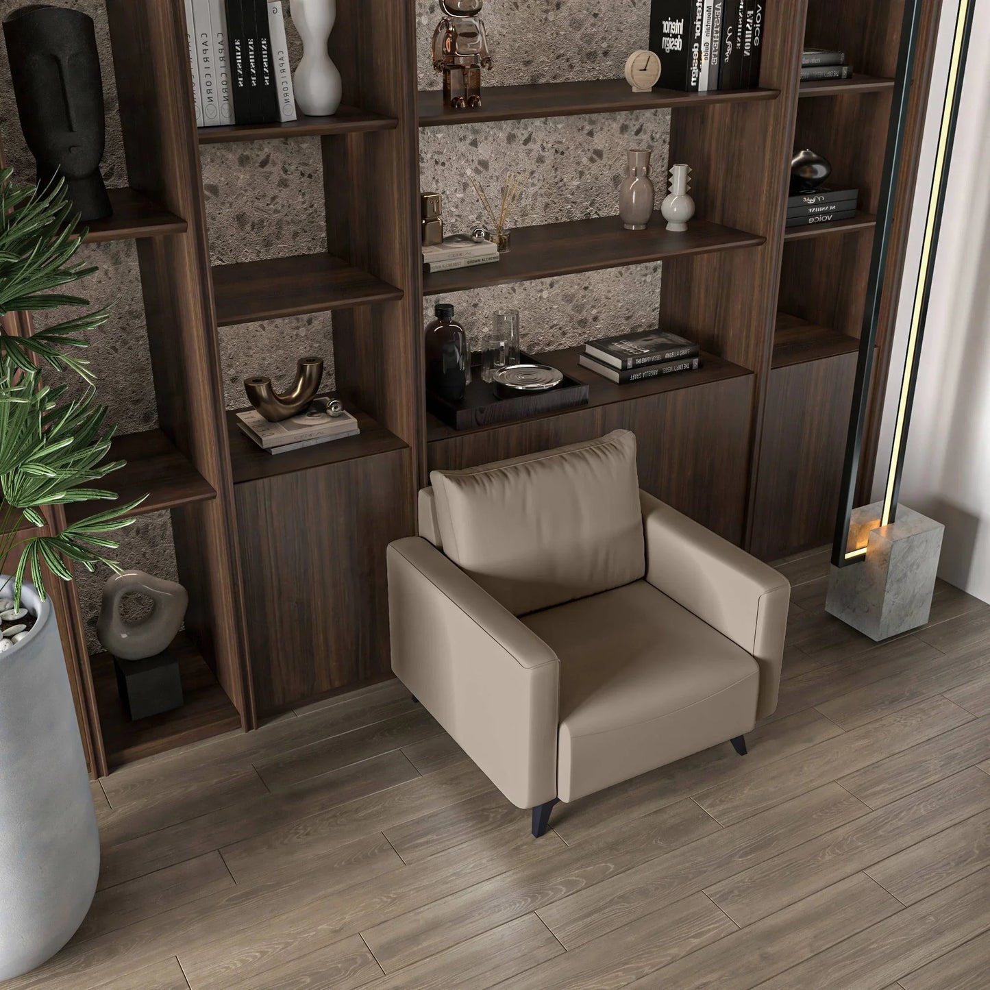 Inno Single-Seater Leather Sofa with Stainless Steel Legs and Removable Cushions - Elax Furniture