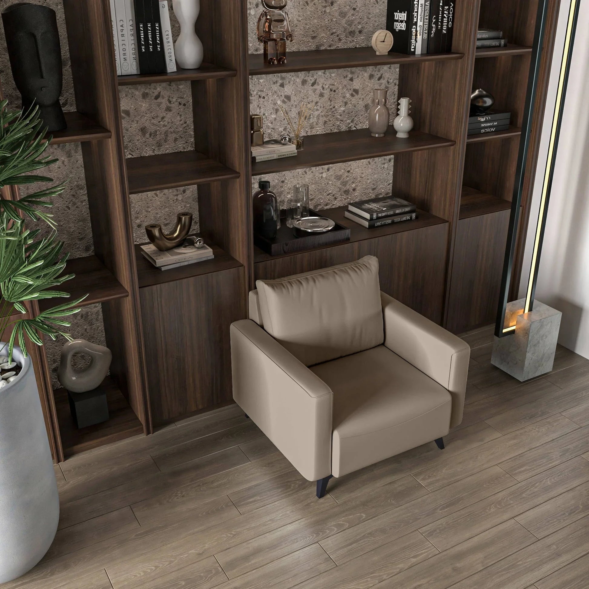 Inno Single-Seater Leather Sofa with Stainless Steel Legs and Removable Cushions - Elax Furniture