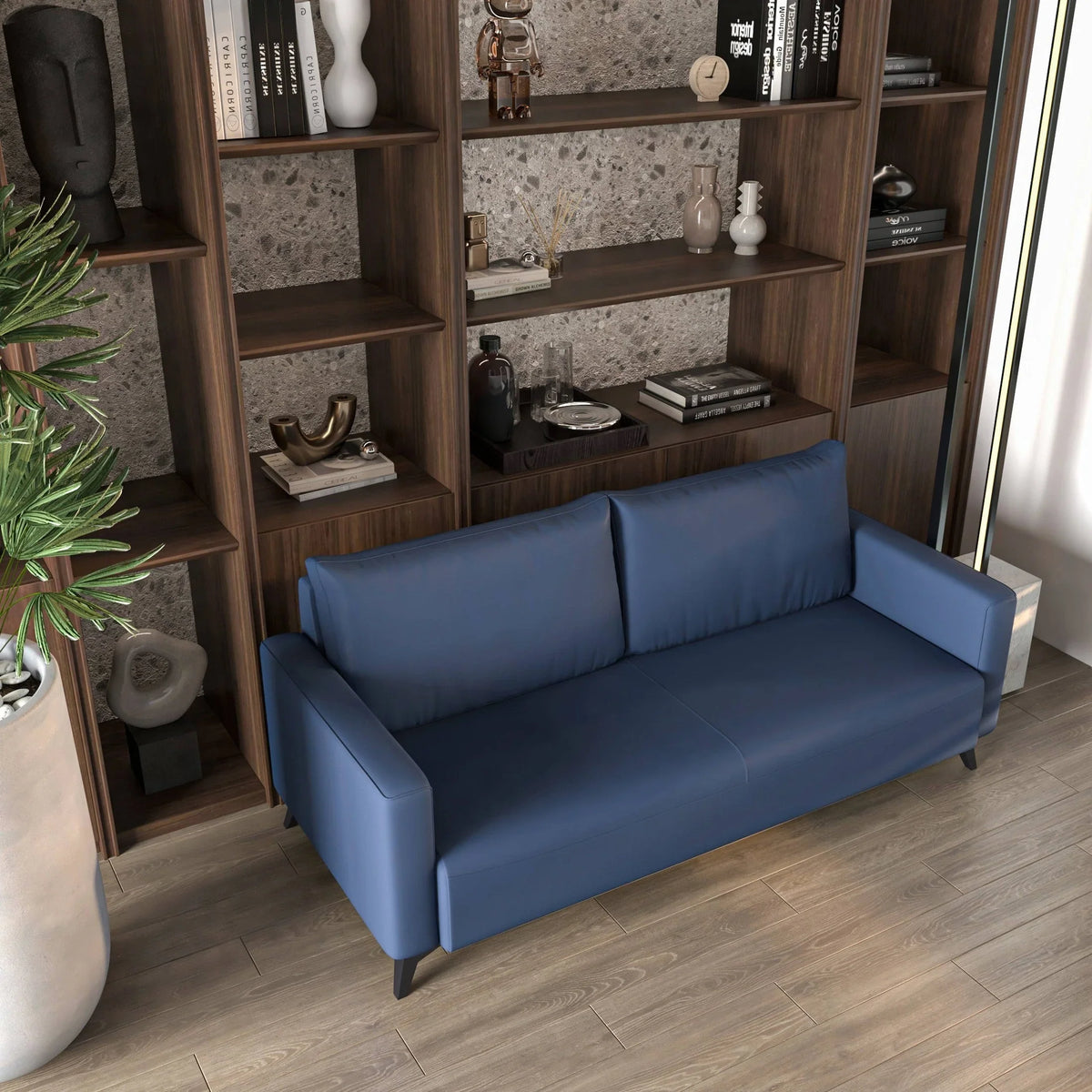 Inno 3-Seater Leather Wide Sofa with Stainless Steel Legs and Removable Cushions - Elax Furniture
