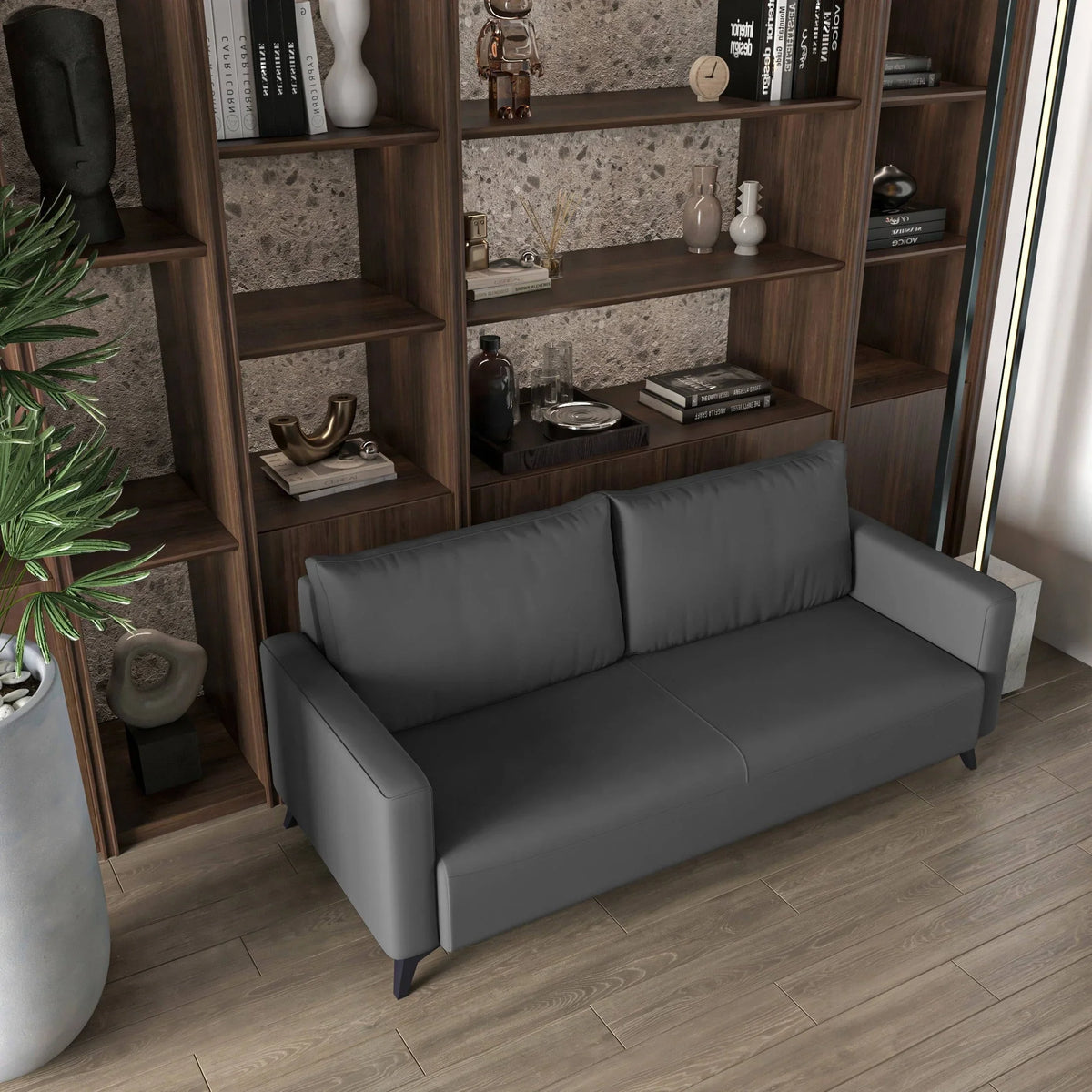 Inno 3-Seater Leather Wide Sofa with Stainless Steel Legs and Removable Cushions - Elax Furniture