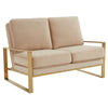 Jefferson Contemporary Velvet/Leather Loveseat with Stainless Steel Frame