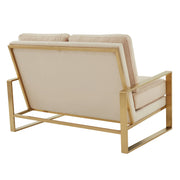 Jefferson Contemporary Velvet/Leather Loveseat with Stainless Steel Frame - Elax Furniture