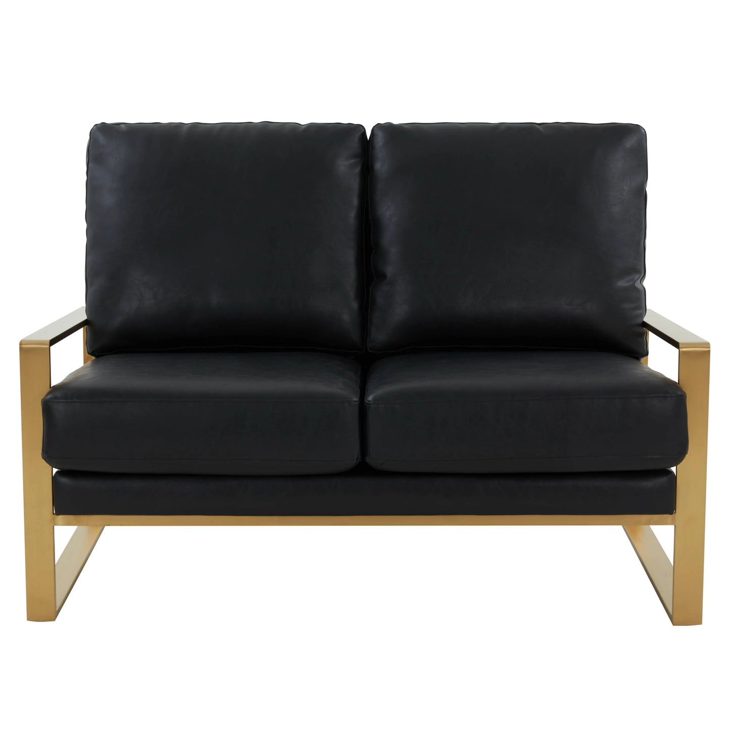 Jefferson Contemporary Velvet/Leather Loveseat with Stainless Steel Frame - Elax Furniture
