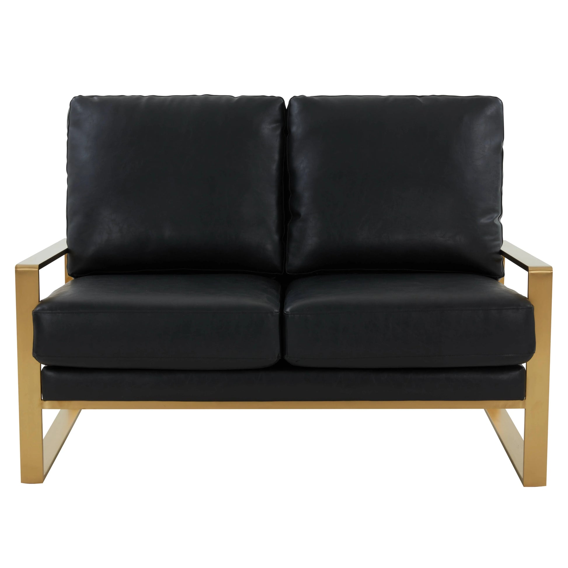 Jefferson Contemporary Velvet/Leather Loveseat with Stainless Steel Frame - Elax Furniture