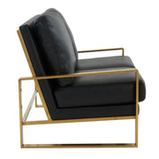 Jefferson Contemporary Velvet/Leather Loveseat with Stainless Steel Frame - Elax Furniture