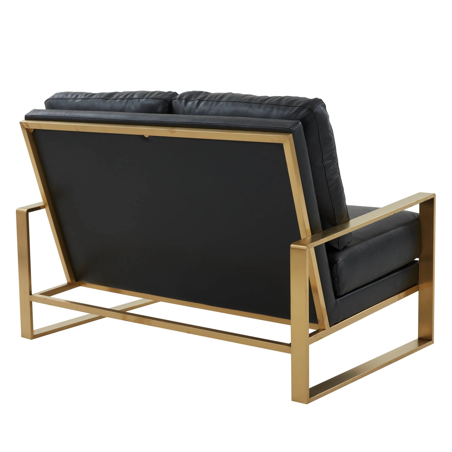 Jefferson Contemporary Velvet/Leather Loveseat with Stainless Steel Frame - Elax Furniture