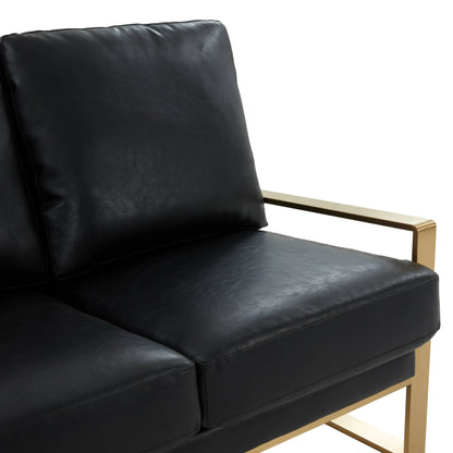 Jefferson Contemporary Velvet/Leather Loveseat with Stainless Steel Frame - Elax Furniture