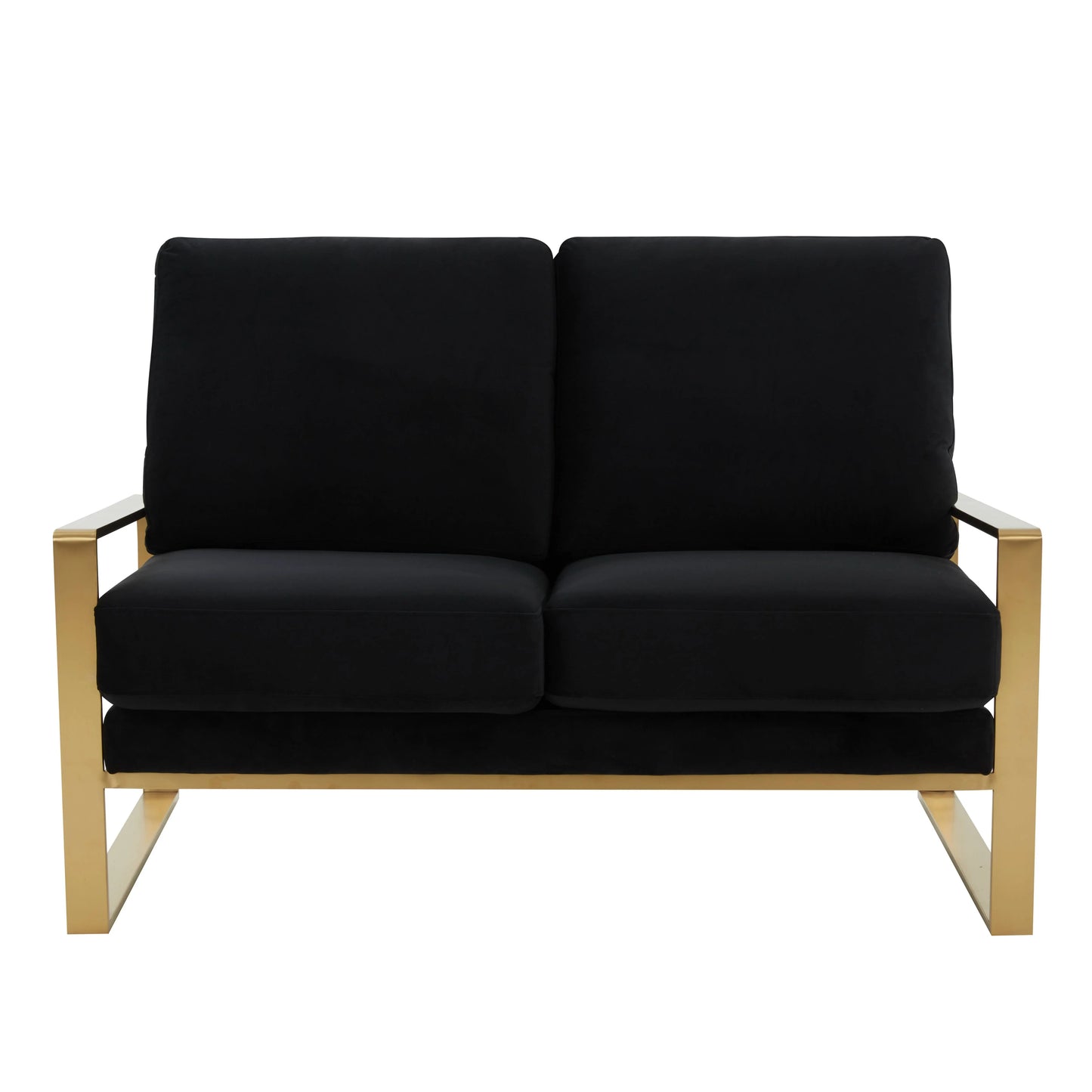 Jefferson Contemporary Velvet/Leather Loveseat with Stainless Steel Frame - Elax Furniture