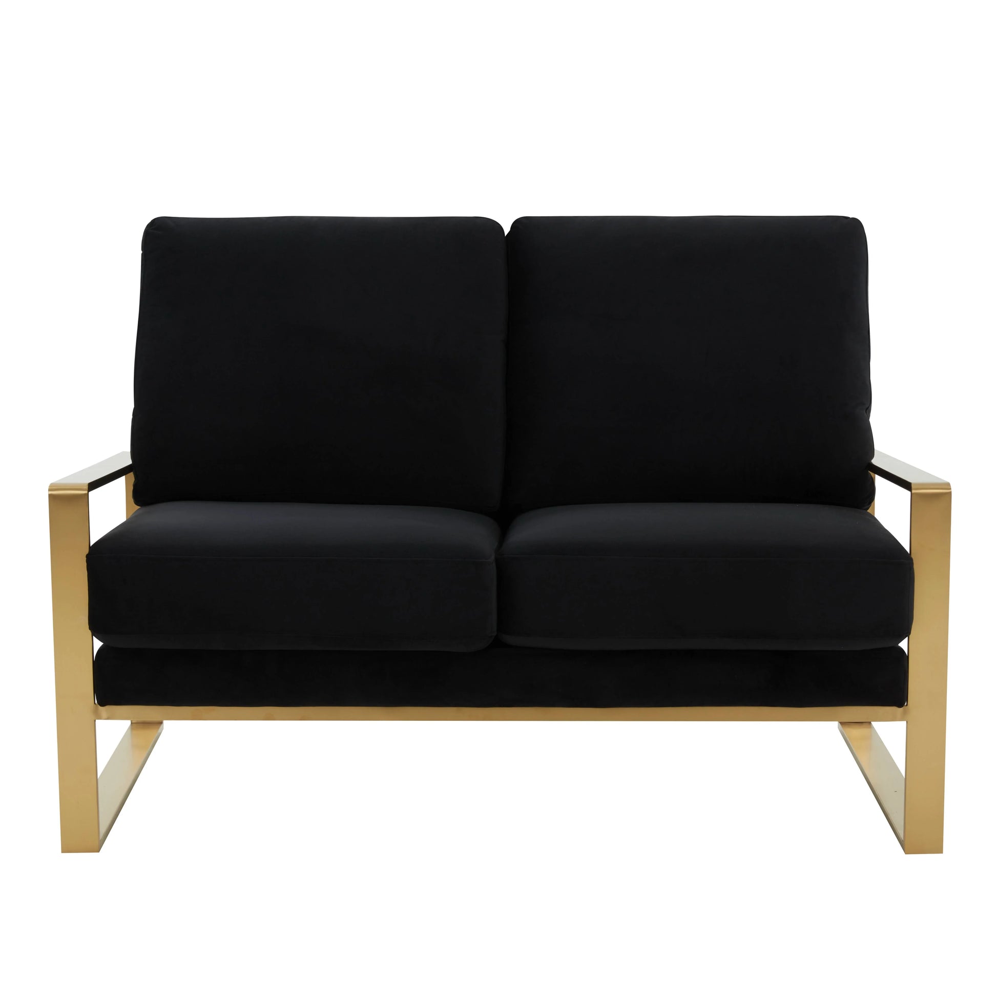 Jefferson Contemporary Velvet/Leather Loveseat with Stainless Steel Frame - Elax Furniture