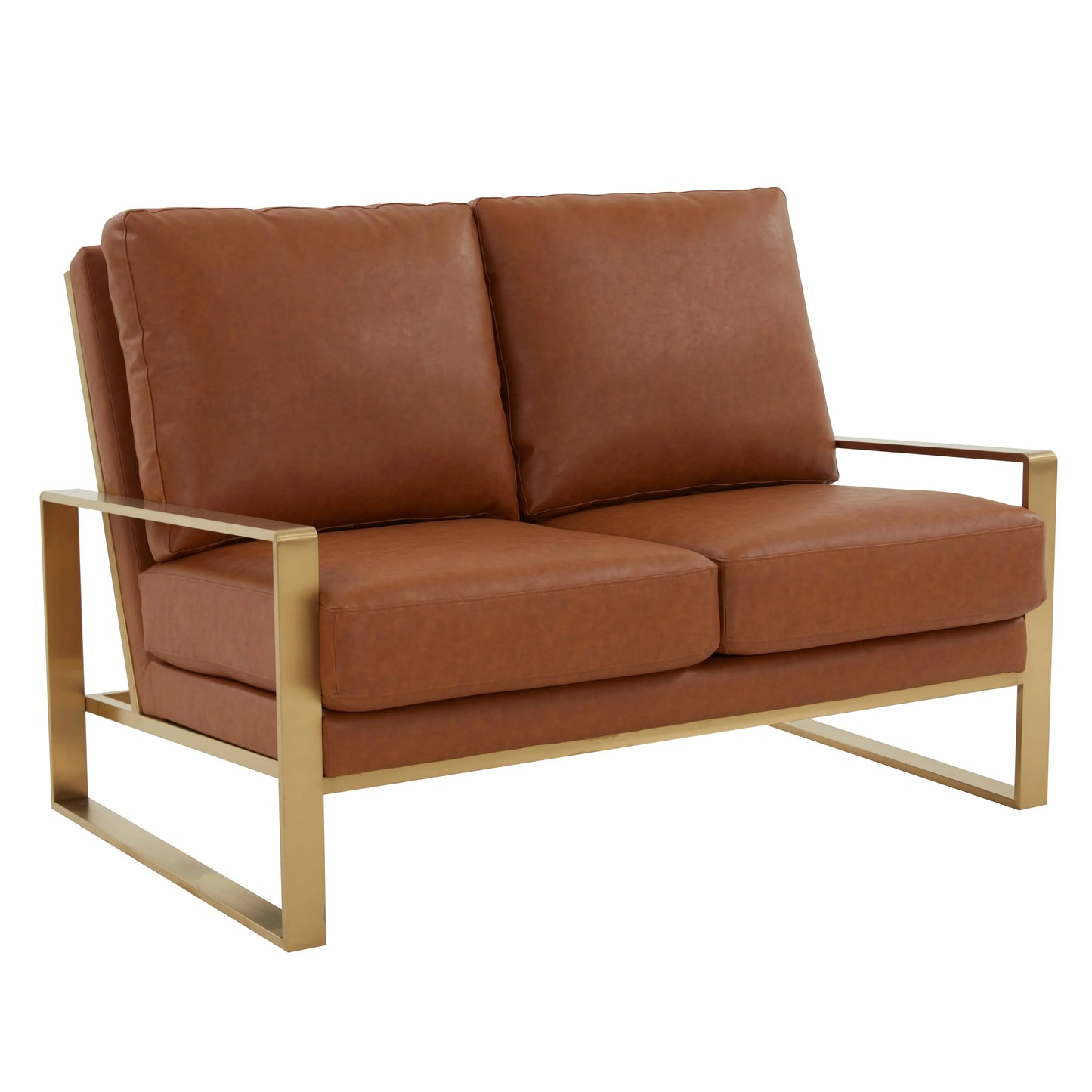 Jefferson Contemporary Velvet/Leather Loveseat with Stainless Steel Frame - Elax Furniture