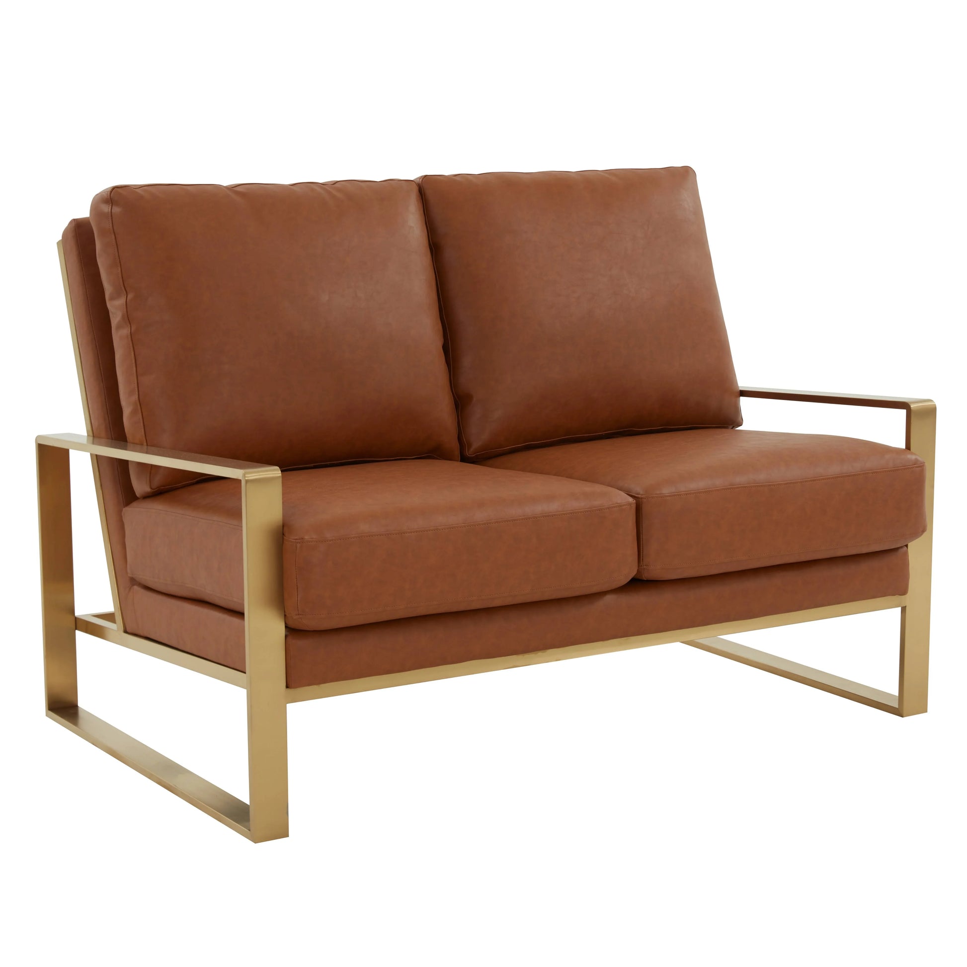 Jefferson Contemporary Velvet/Leather Loveseat with Stainless Steel Frame - Elax Furniture
