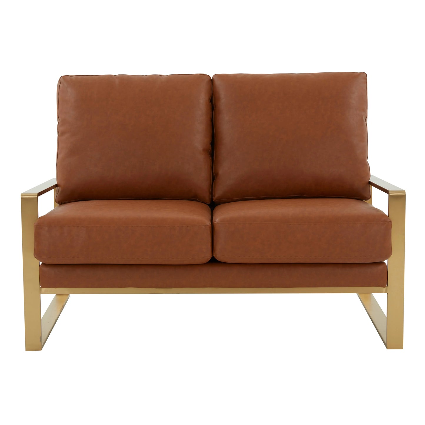Jefferson Contemporary Velvet/Leather Loveseat with Stainless Steel Frame - Elax Furniture