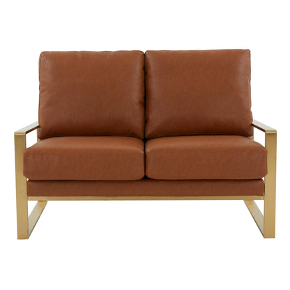 Jefferson Contemporary Velvet/Leather Loveseat with Stainless Steel Frame - Elax Furniture