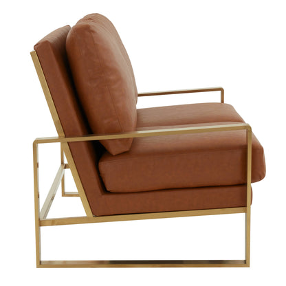 Jefferson Contemporary Velvet/Leather Loveseat with Stainless Steel Frame - Elax Furniture