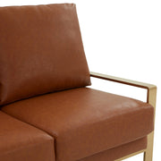Jefferson Contemporary Velvet/Leather Loveseat with Stainless Steel Frame - Elax Furniture
