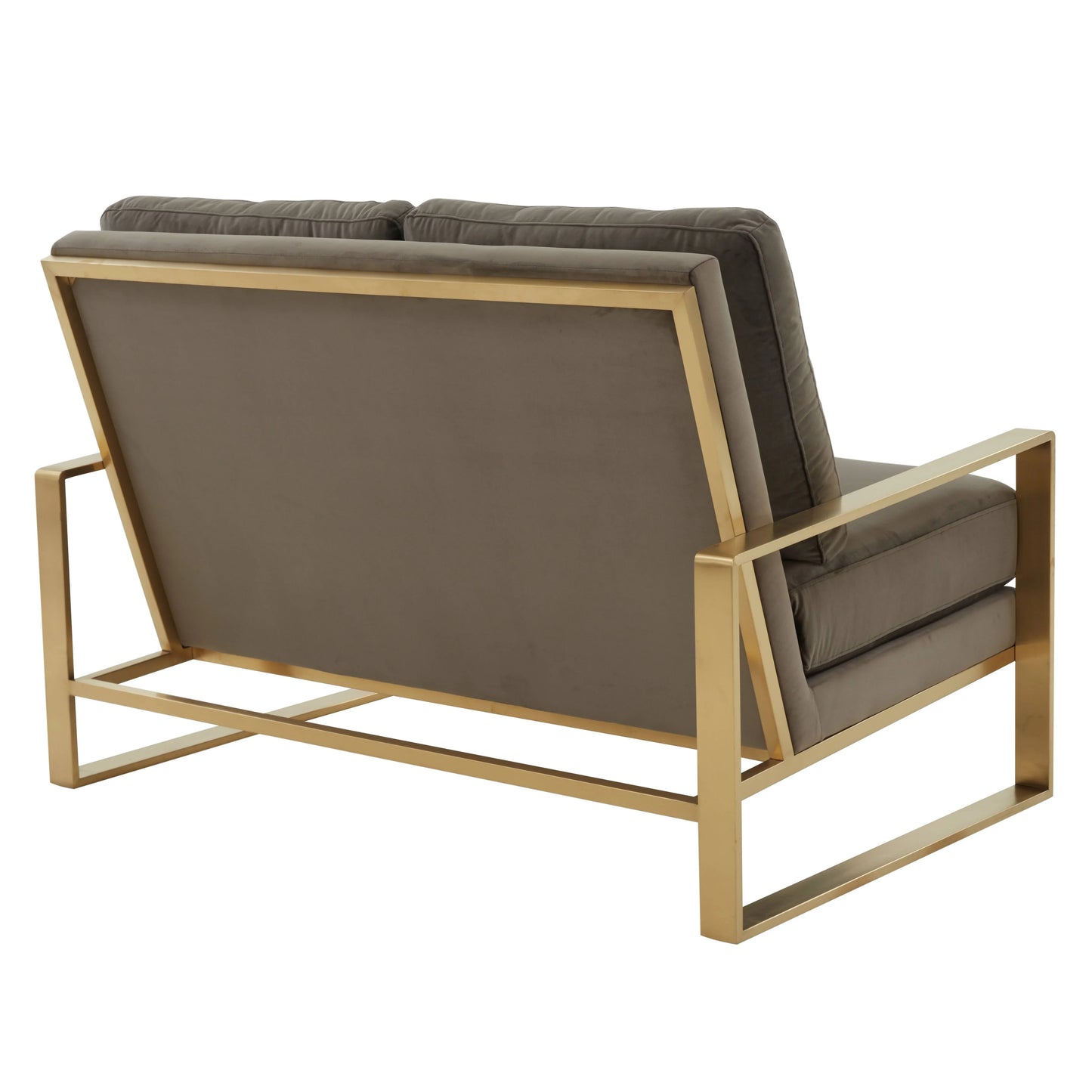 Jefferson Contemporary Velvet/Leather Loveseat with Stainless Steel Frame - Elax Furniture