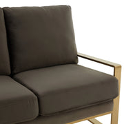 Jefferson Contemporary Velvet/Leather Loveseat with Stainless Steel Frame - Elax Furniture