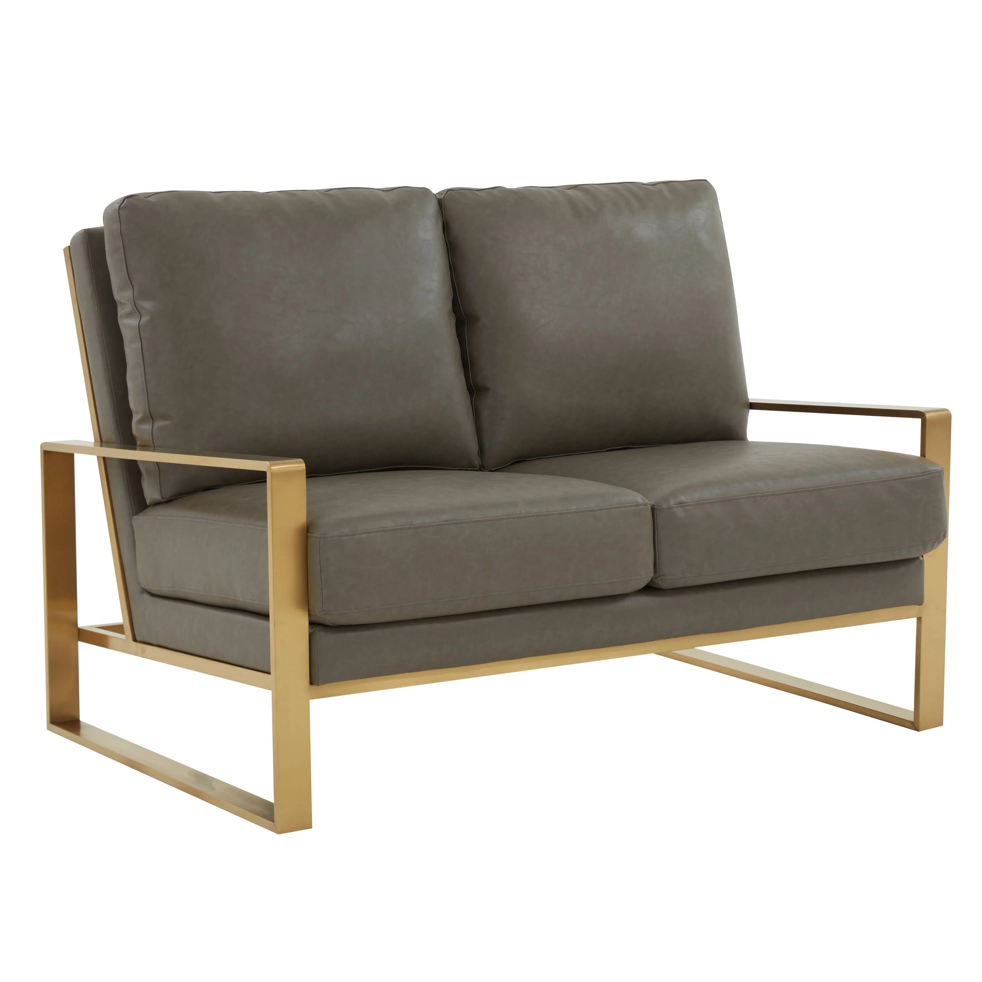 Jefferson Contemporary Velvet/Leather Loveseat with Stainless Steel Frame - Elax Furniture