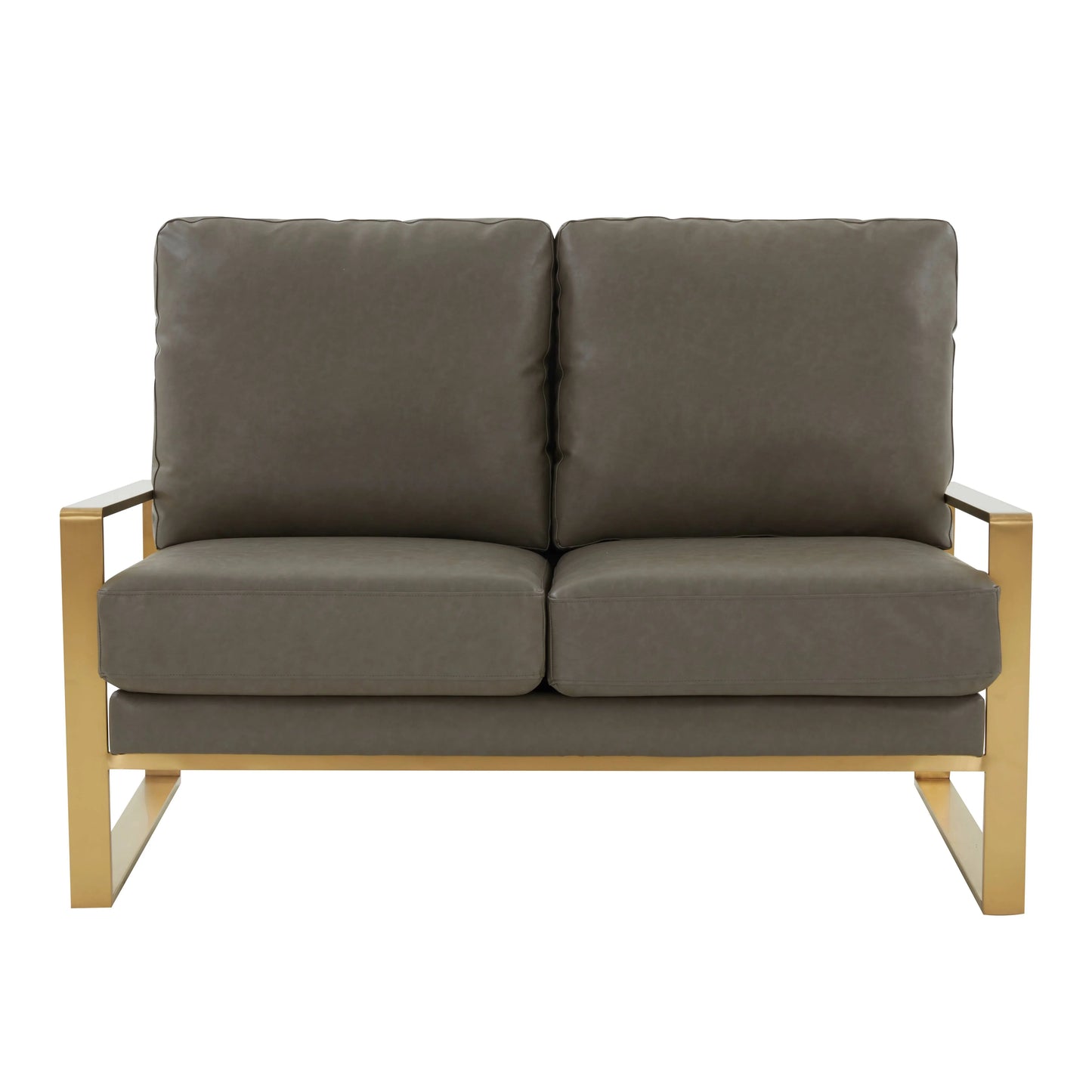 Jefferson Contemporary Velvet/Leather Loveseat with Stainless Steel Frame - Elax Furniture