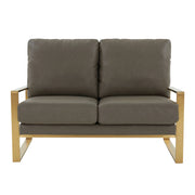 Jefferson Contemporary Velvet/Leather Loveseat with Stainless Steel Frame - Elax Furniture