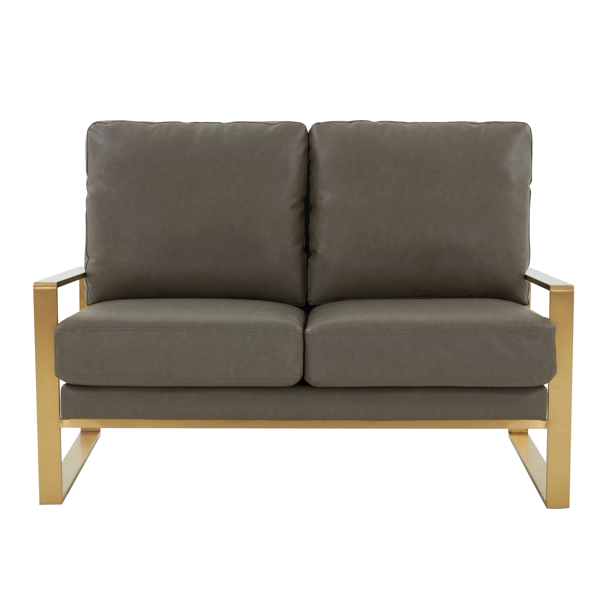 Jefferson Contemporary Velvet/Leather Loveseat with Stainless Steel Frame - Elax Furniture