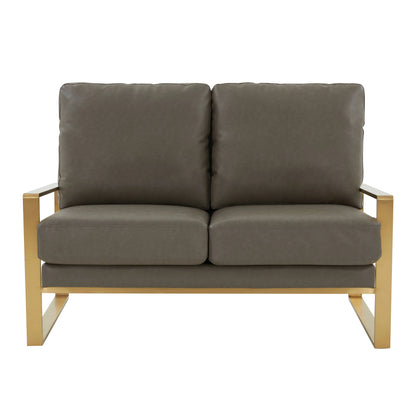 Jefferson Contemporary Velvet/Leather Loveseat with Stainless Steel Frame - Elax Furniture