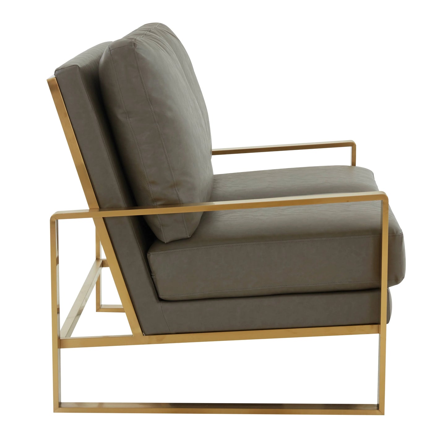 Jefferson Contemporary Velvet/Leather Loveseat with Stainless Steel Frame - Elax Furniture