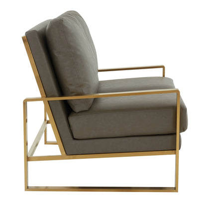 Jefferson Contemporary Velvet/Leather Loveseat with Stainless Steel Frame - Elax Furniture