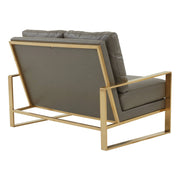 Jefferson Contemporary Velvet/Leather Loveseat with Stainless Steel Frame - Elax Furniture