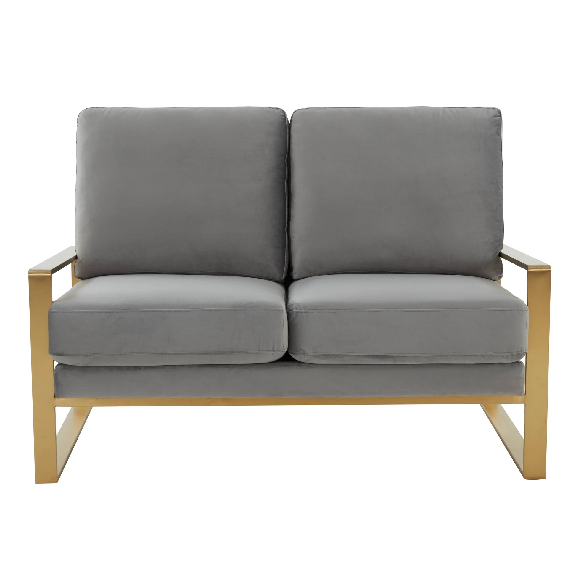 Jefferson Contemporary Velvet/Leather Loveseat with Stainless Steel Frame - Elax Furniture