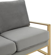 Jefferson Contemporary Velvet/Leather Loveseat with Stainless Steel Frame - Elax Furniture
