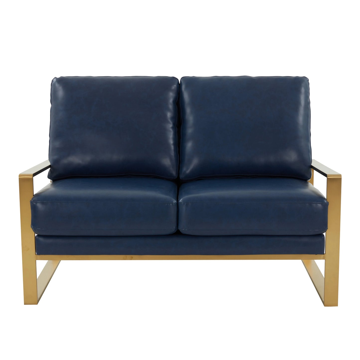 Jefferson Contemporary Velvet/Leather Loveseat with Stainless Steel Frame - Elax Furniture