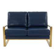 Jefferson Contemporary Velvet/Leather Loveseat with Stainless Steel Frame - Elax Furniture