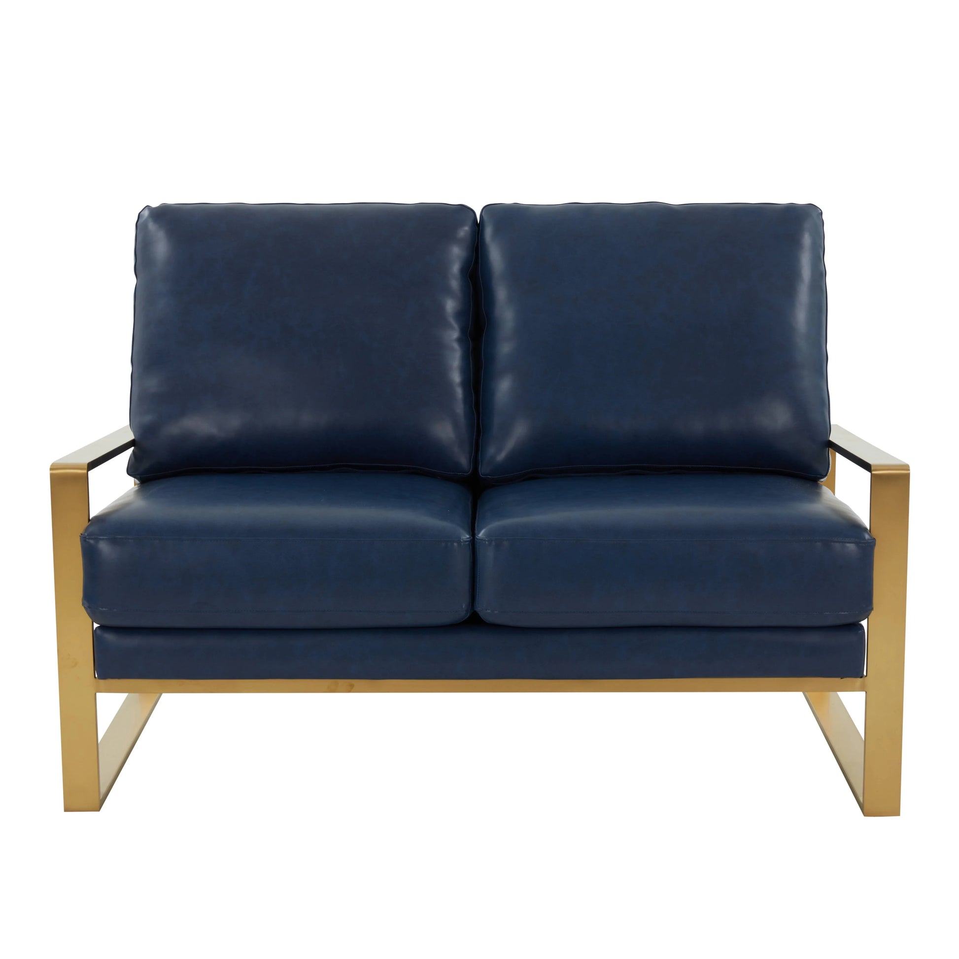Jefferson Contemporary Velvet/Leather Loveseat with Stainless Steel Frame - Elax Furniture