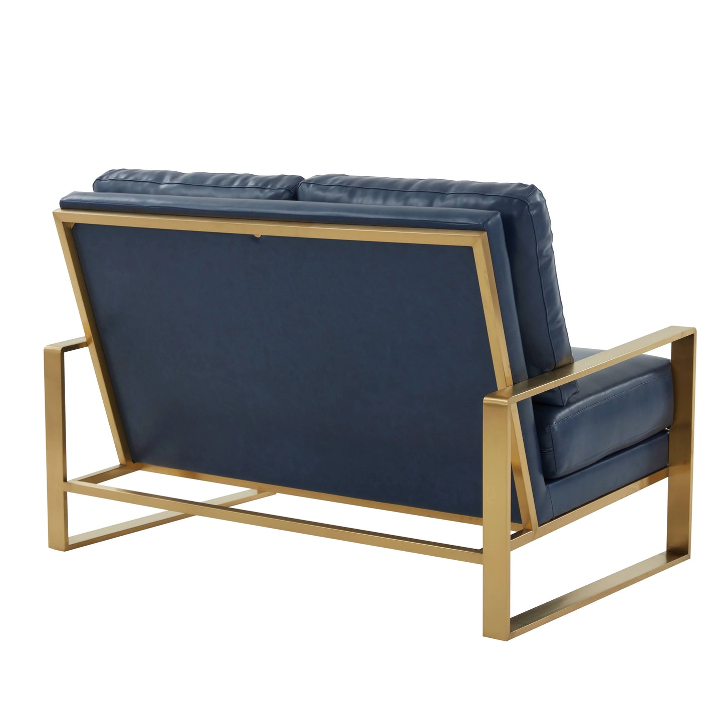 Jefferson Contemporary Velvet/Leather Loveseat with Stainless Steel Frame - Elax Furniture