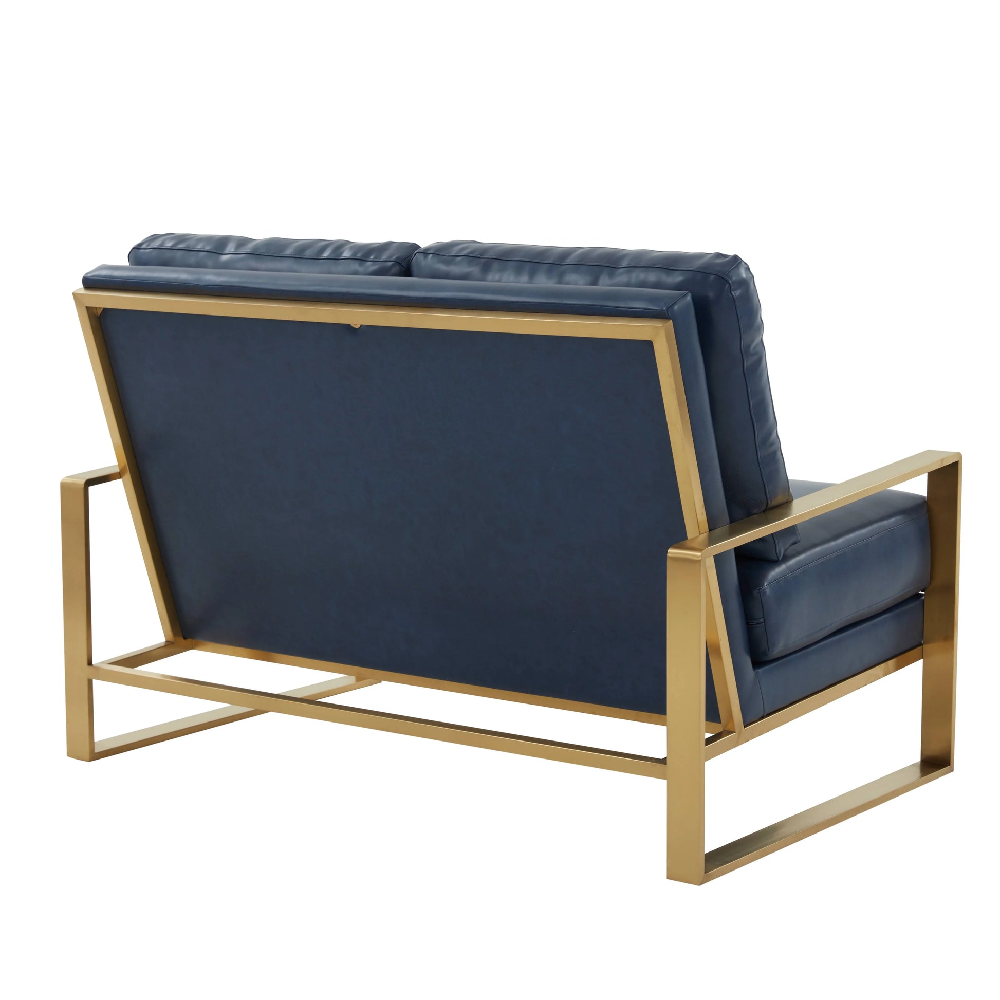 Jefferson Contemporary Velvet/Leather Loveseat with Stainless Steel Frame - Elax Furniture