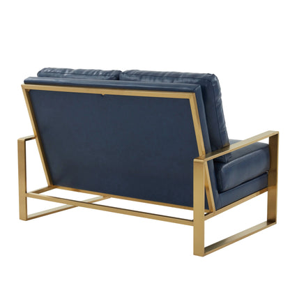 Jefferson Contemporary Velvet/Leather Loveseat with Stainless Steel Frame - Elax Furniture