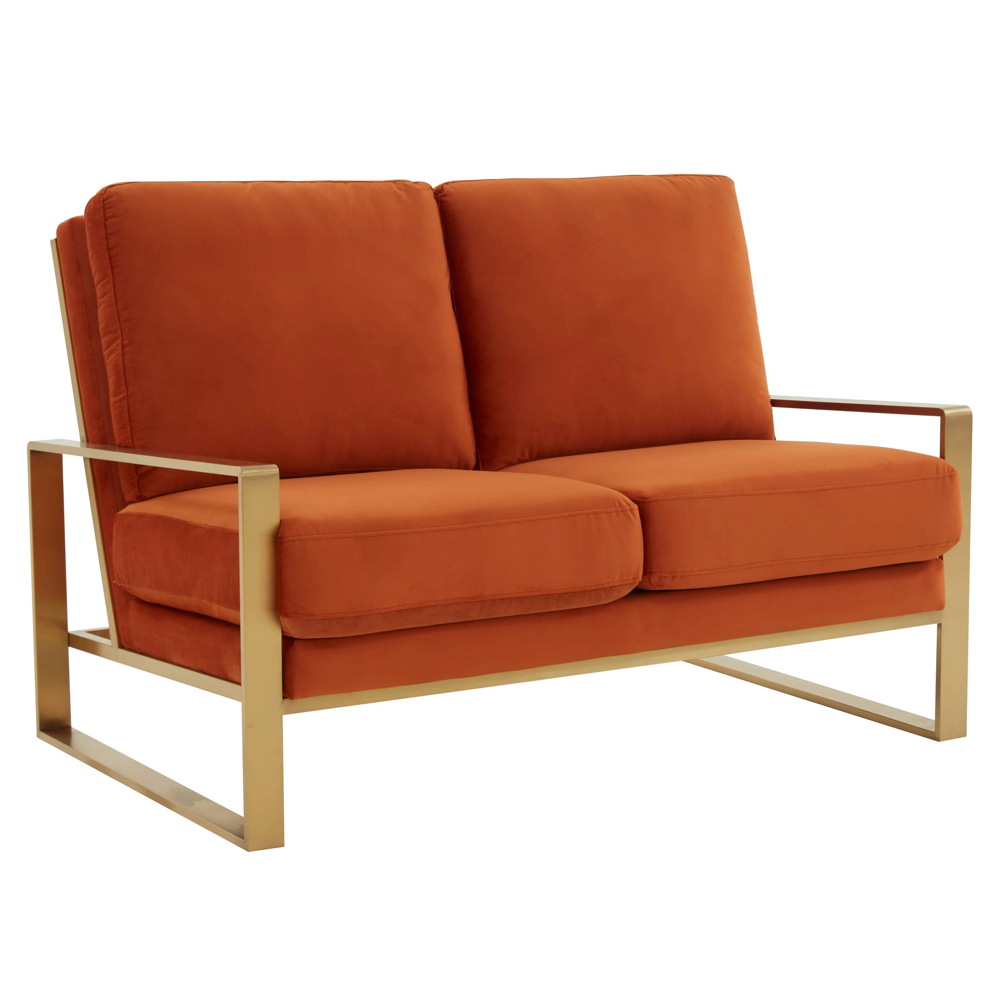 Jefferson Contemporary Velvet/Leather Loveseat with Stainless Steel Frame - Elax Furniture