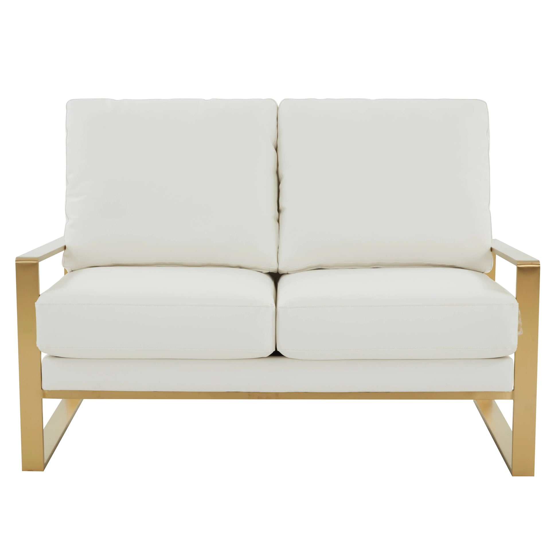 Jefferson Contemporary Velvet/Leather Loveseat with Stainless Steel Frame - Elax Furniture