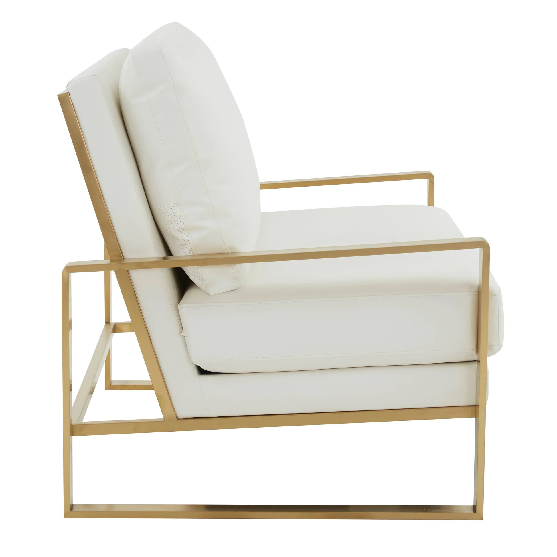 Jefferson Contemporary Velvet/Leather Loveseat with Stainless Steel Frame - Elax Furniture