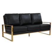 Jefferson 3-Seater Velvet/Leather Full Size Sofa in Stainless Steel - Elax Furniture