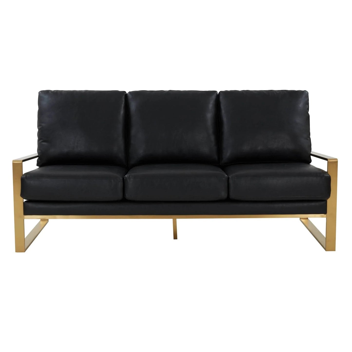 Jefferson 3-Seater Velvet/Leather Full Size Sofa in Stainless Steel - Elax Furniture