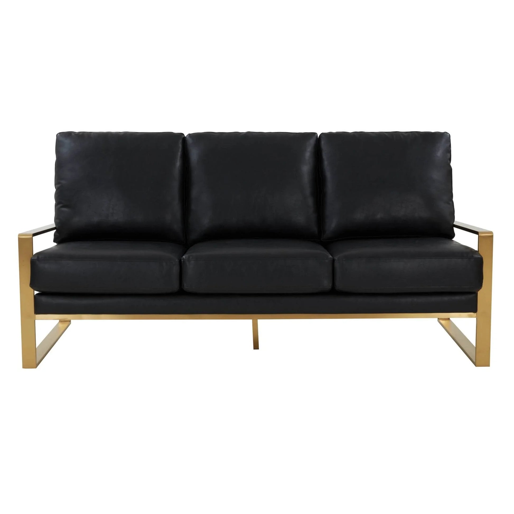 Jefferson 3-Seater Velvet/Leather Full Size Sofa in Stainless Steel - Elax Furniture