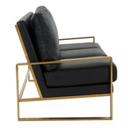 Jefferson 3-Seater Velvet/Leather Full Size Sofa in Stainless Steel - Elax Furniture
