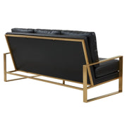 Jefferson 3-Seater Velvet/Leather Full Size Sofa in Stainless Steel - Elax Furniture
