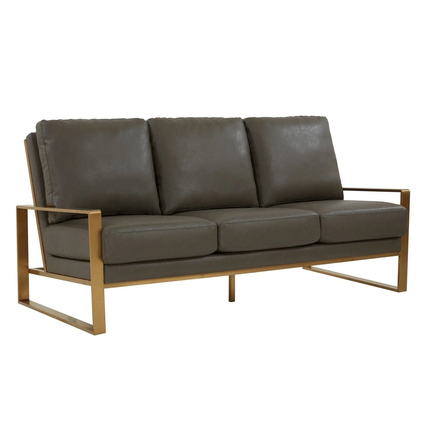 Jefferson 3-Seater Velvet/Leather Full Size Sofa in Stainless Steel - Elax Furniture