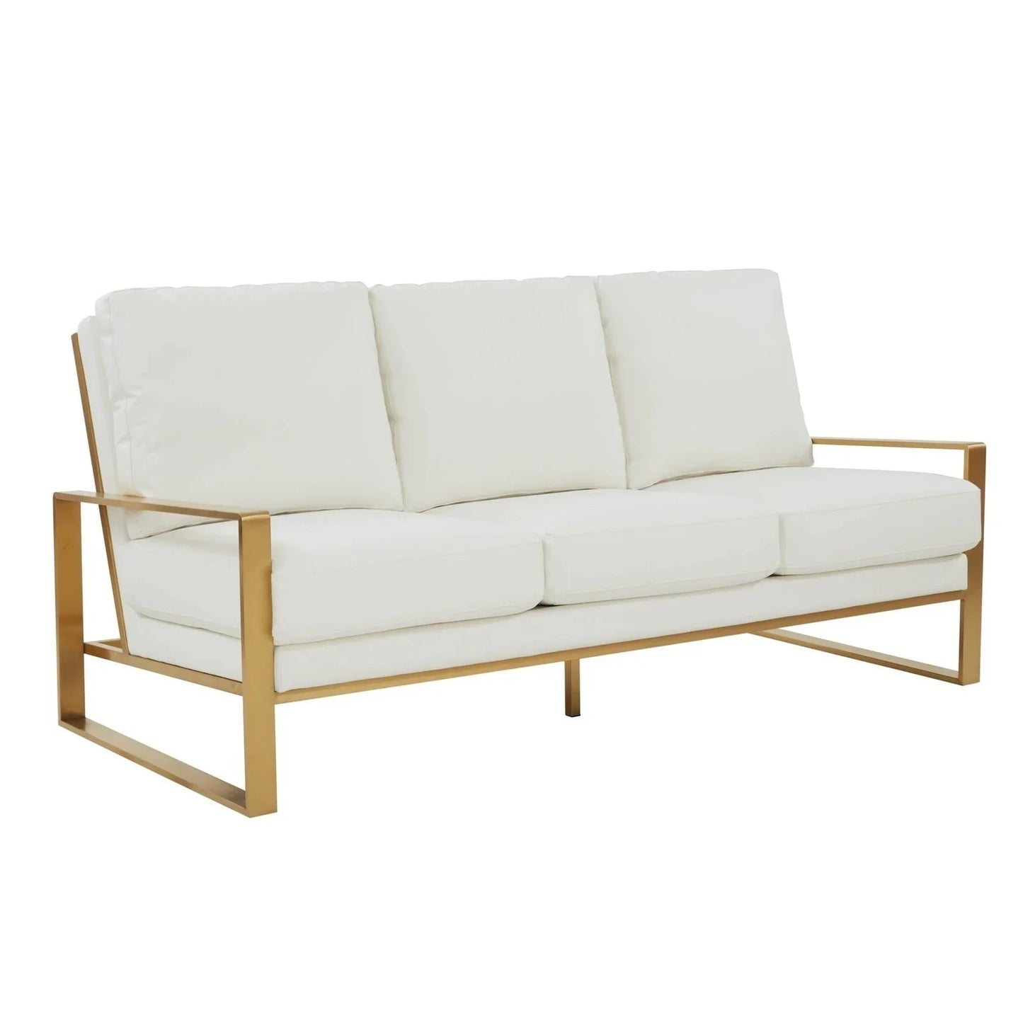 Jefferson 3-Seater Velvet/Leather Full Size Sofa in Stainless Steel - Elax Furniture